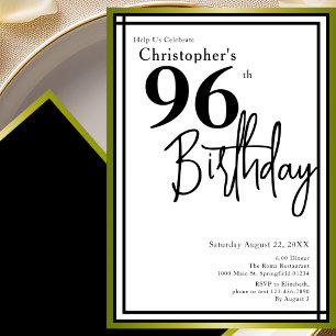 Convite de Aniversário de 96 Anos Moderno Elegante