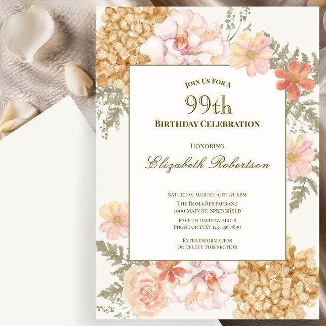 Convite de Aniversário de 99 Anos Cores de Outono  (Criador carregado)