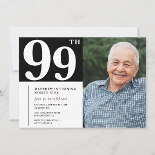 Convite de aniversário de 99 anos de homens em fot