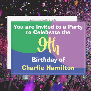 Convite de aniversário de 9 anos