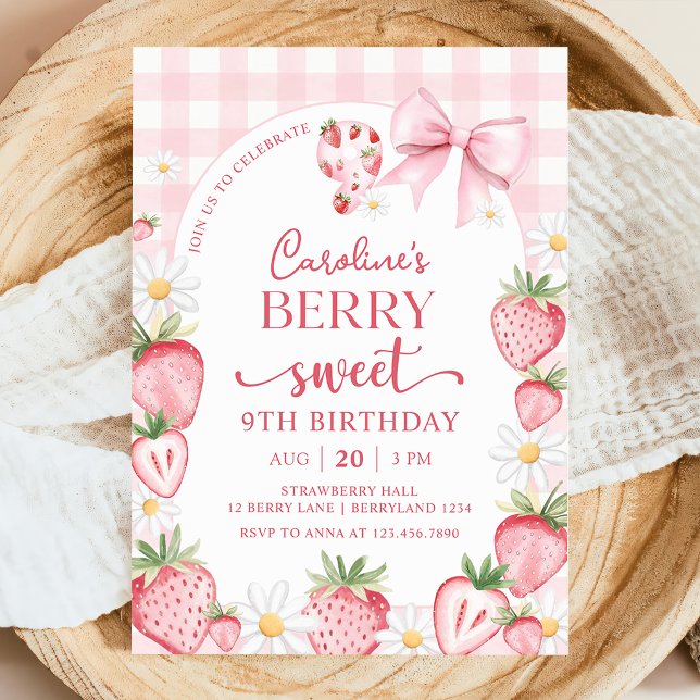 Convite de Aniversário de 9 anos Coquette Bow Mora (Criador carregado)