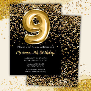 Convite de Aniversário de 9 Anos da Menina Black G