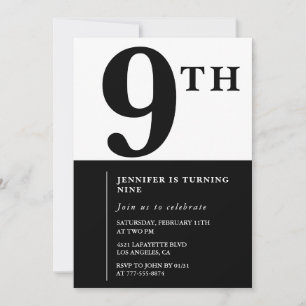 Convite de aniversário de 9 anos elegante Garota C