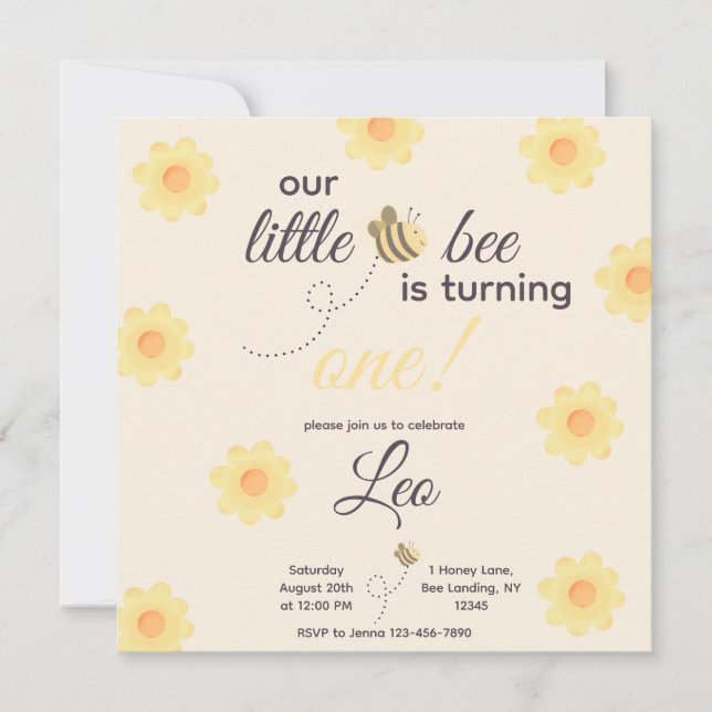 Convite de Aniversário de Abelha (Frente)