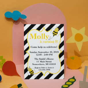 Convite de aniversário De Abelhas De Bumble