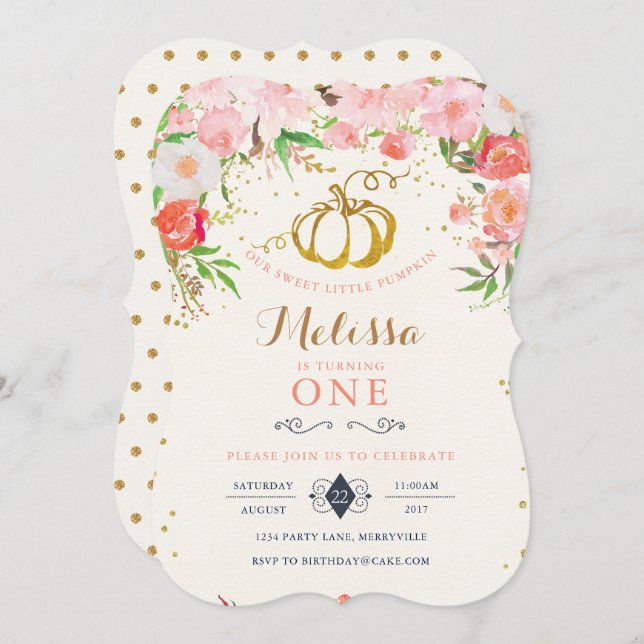 Convite de Aniversário de Abóbora (Frente/Verso)