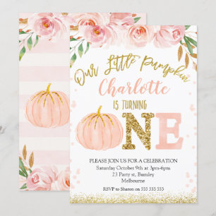 Convite De Aniversário De Abóbora Floral