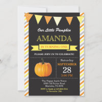 Convite de Aniversário de Abóbora Laranja e Amarel