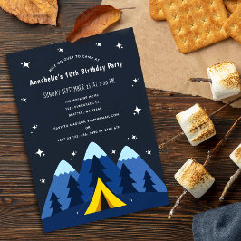 Convite de aniversário de acampamento