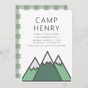 Convite de aniversário de acampamento