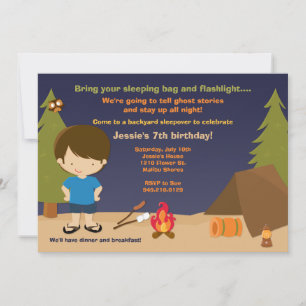 Convite de aniversário de acampamento