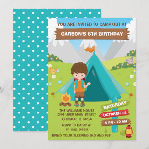 Convite de Aniversário de Acampamento ao Ar Livre