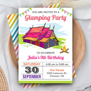 Convite de Aniversário de Acampamento de Luxo para