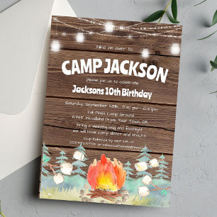 Convite de Aniversário de Acampamento em Madeira R