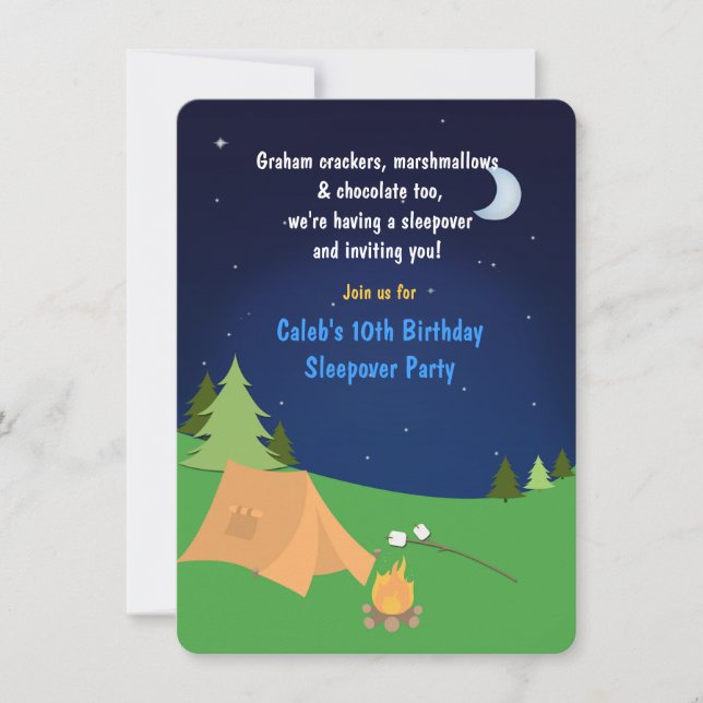 Convite de Aniversário de Acampamento Noturno para (Frente)