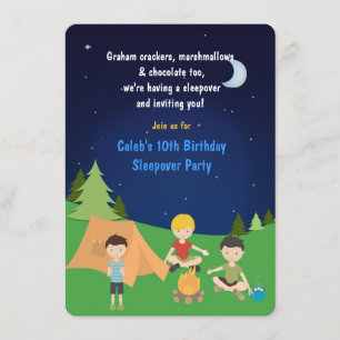 Convite de Aniversário de Acampamento Noturno para