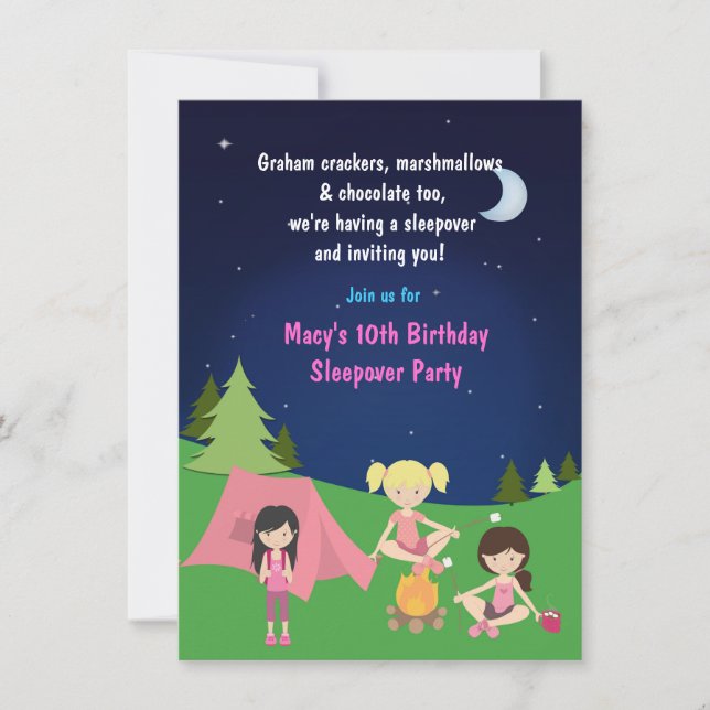Convite de Aniversário de Acampamento Noturno para (Frente)