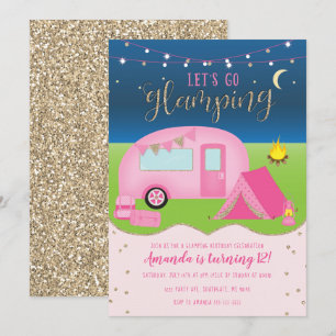Convite de Aniversário de Acampamento para Garotas