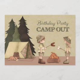 Convite de aniversário de acampamento para garoto