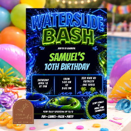 Convite de Aniversário de Adolescente Neon Watersl