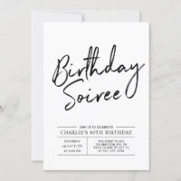 Convite de Aniversário de Adulto Moderno / Soiree