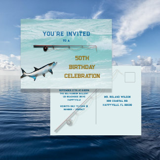 Convite de Aniversário de Adulto para Pesca de Tar