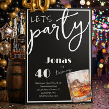 convite de aniversário de adultos com uísque