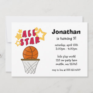 Convite de aniversário de All Star do basquetebol
