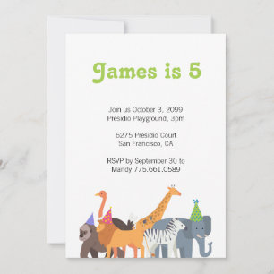 Convite de aniversário de animais