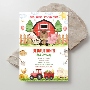 Convite de Aniversário de Animais da Fazenda