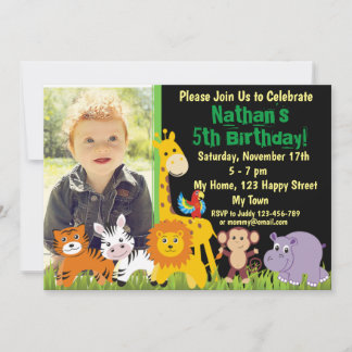 convite de aniversário de animais da savana animai