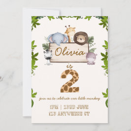 Convite de Aniversário de Animais da Selva Fofos