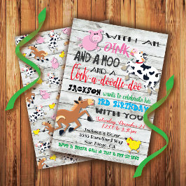 Convite de aniversário de animais de exploração