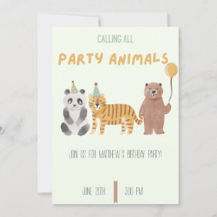 Convite de Aniversário de Animais de Festa 