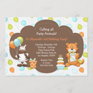 Convite de aniversário de Animais de Festa