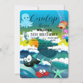 Convite de aniversário de animais do mar de aquare
