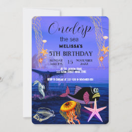 Convite de aniversário de animais do mar de aquare