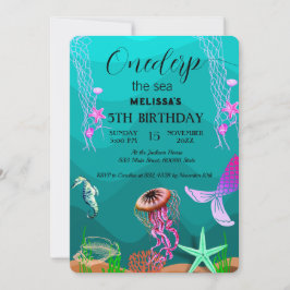 Convite de aniversário de animais do mar de aquare