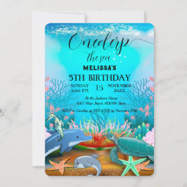 Convite de aniversário de animais do mar de aquare