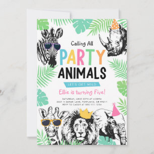 Convite de Aniversário de Animais para Festa Diver