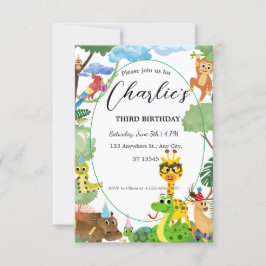 Convite de aniversário de Animais Selvagens para C