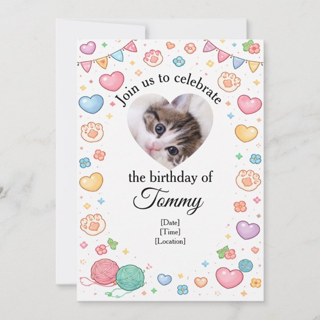 Convite de Aniversário de Animal de Estimação Pers (Frente)