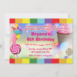 Convite de Aniversário de Aniversário Cupcake Doce