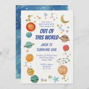 Convite de aniversário de Aquarela do Sistema Sola