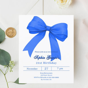 Convite de aniversário de arco branco azul