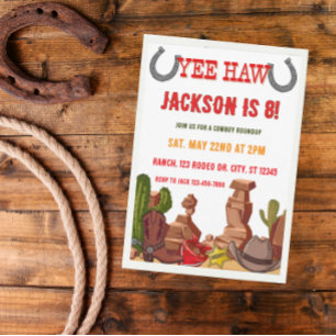 Convite de aniversário de arredondamento YEEHAW