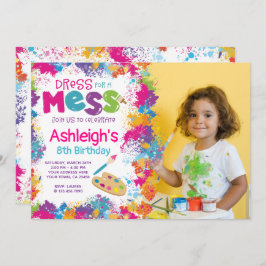 Convite de aniversário de arte com foto