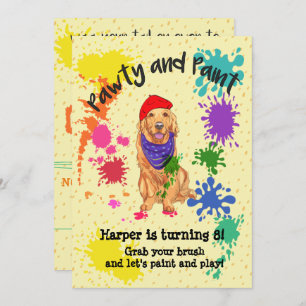 Convite de aniversário de Arte para Cachorro de Ou