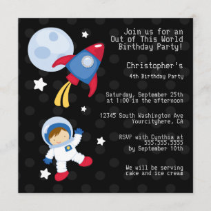 Convite de aniversário de astronauta no espaço div