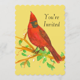 Convite de aniversário de ave cardinal amarelo